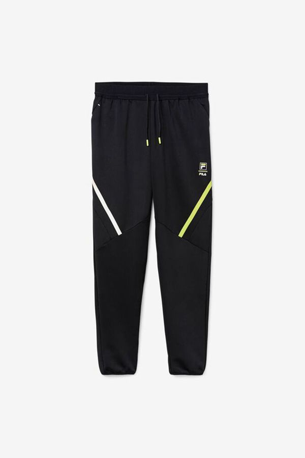 Fila Carty Tech Men's Pants - Black/White/Light Green,NZ 672-29130